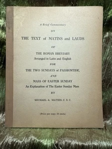 c. 1935 - Commentary On Matins & Lauds of The Roman Breviary in Latin & English - Picture 1 of 14