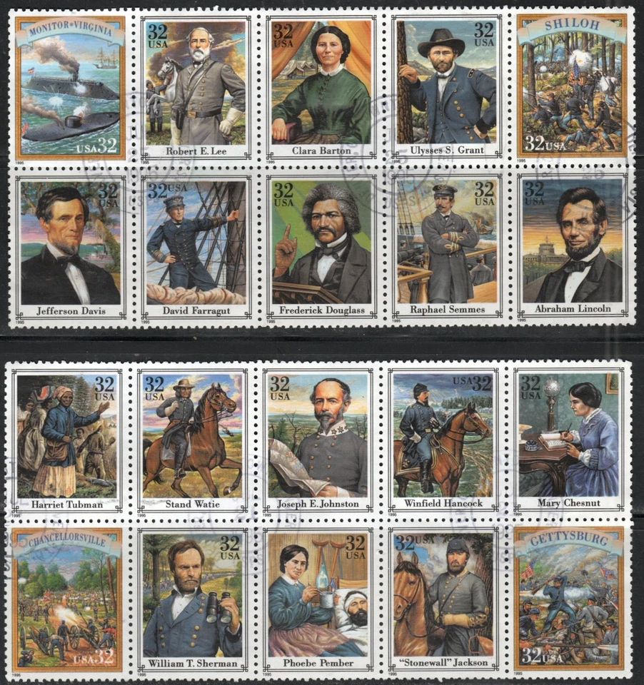 US Scott #2975 a-t, 2 blocksof 10, used - Image 1 of 1