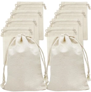 24 Pieces Muslin Bags 4x6 inches Small Cotton Drawstring Gift Pouch Sachet Ba... - Picture 1 of 7