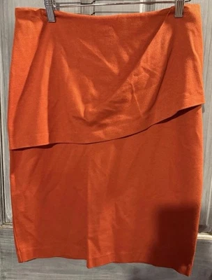 Falda lápiz superpuesta estilo 3099 CAbi para mujer-naranja cúrcuma-elástica-talla 8 Foto 1 de 4