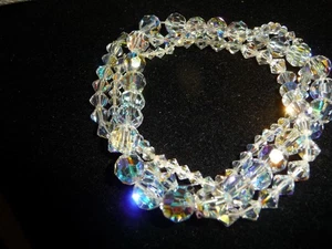 3 STRÄNGE KLAR AB GLAS KRISTALLE VERSCHIEDENE GRÖßEN STRETCH ARMBAND #14/12 - Bild 1 von 3