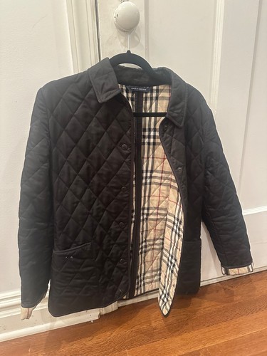 Giacca donna BURBERRY LONDON taglia small (S) nera trapuntata bomber bottoni a pressione