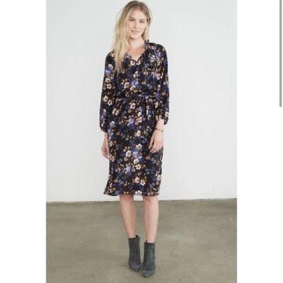 Vestido midi floral de seda Amour Vert Virginia manga larga talla pequeña Foto 1 de 4