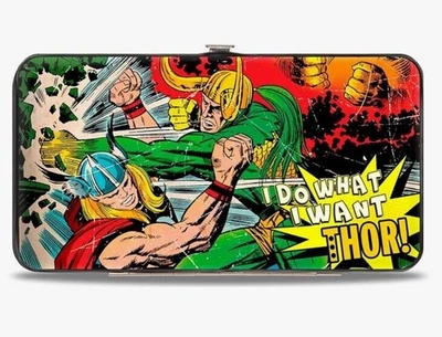 Buckle Down Hinge Wallet 7”x4” Thor & Loki Battle Scene “I Do What I Want Thor” - Image 1 of 4
