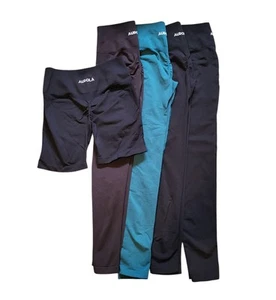 5 pc Lot Aurola 4 Leggings 1 Shorts Small Womens Black Brown Teal Scrunch Butt - Picture 1 of 3