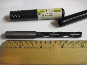 8.2mm Solid Carbide Drill, Thru Coolant, 5xD, 103mm OAL, Guhring 5511-8.200 - Picture 1 of 5