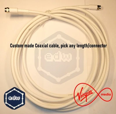 Coaxial Cable Broadband/TV (RG6 various lengths) NEW for Virgin Sky BT + others - Image 1 of 4