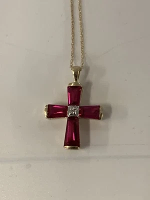 Collar oro amarillo 10k/crubí cruz 18" Foto 1 de 4