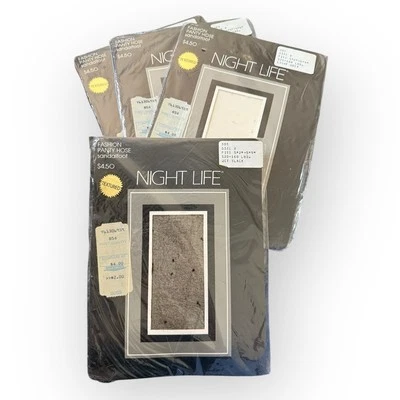 4 Pantimedias Night Life Vintage Años 90 Punto Texturizado 1 Negro 3 Gris Talla B - Nuevas en Paquete Foto 1 de 4