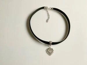 Lace Design Heart Cross Choker Custom Size Neck Necklace Charm Velvet Jewelry - Picture 1 of 3