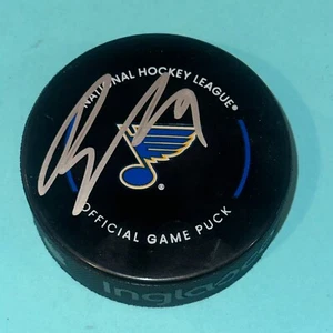 BRAYDEN SCHENN Signed St. Louis BLUES Official GAME Puck Beckett (BAS) - Picture 1 of 3