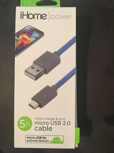 iHome 5FT USB 2.0 Micro Cable for Android Devices - Picture 1 of 2