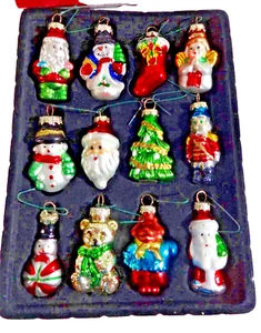 Ornamenti in vetro soffiato Natale Merry Brite 12 varietà altezza 2" 2007 - Foto 1 di 5