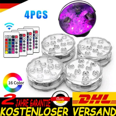 4x Poolbeleuchtung Unterwasser Licht RGB LED Wasserdichte mit Fernbedienung DE - Bild 1 von 4
