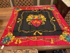 STUNNING! SIGNED TALBOTS ECHO 100% SILK SCARF HERALDIC COAT OF ARMS 34" SQUARE
