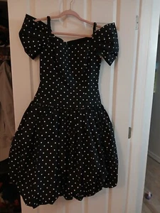 80s Gem!! Size 12 AJ Bari Polka Dot Off Shoulder Dress Vintage Rare! - Picture 1 of 7