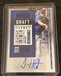 2020 Contenders Baseball Jonathan Hernandez Draft Ticket Blue Auto RC /99 - Picture 1 of 3