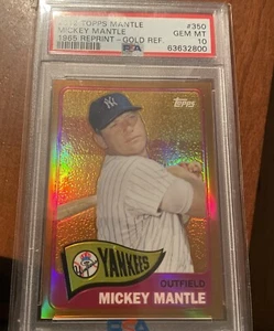 MICKEY MANTLE 2012 TOPPS MANTLE 1965 GOLD CHROME REFRACTOR #350 PSA 10 GEM MT - Picture 1 of 2