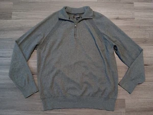 Suéter Banana Republic Para Hombre Gris Algodón Cachemira Tejido Cuarto Cremallera Talla XL - Imagen 1 de 6