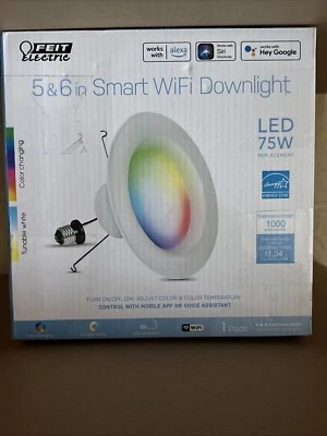 Feit Smart 75W LED WiFi Downlight 5-6 Inch s/4 Color Changing & Tunable White - Image 1 of 4