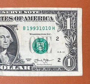 1993 October 10 (B 19931010 H) Birthday Note $1 One Dollar Bill - Picture 1 of 3