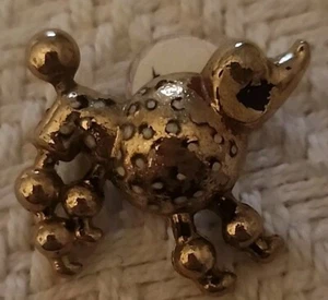 Hundepudel Emaille Vintage goldfarbene Brosche Anstecknadel 50er Jahre 1 cm - Bild 1 von 5