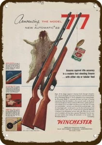 1955 WINCHESTER MODELL 77 .22 GEWEHR Vintage-Look DEKORATIVE REPLIK METALLSCHILD - Bild 1 von 1