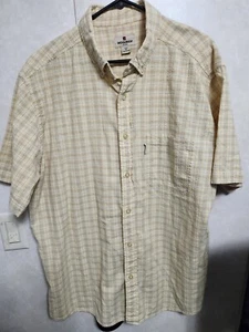Woolrich Shirt Mens xLarge Short Sleeve Button Front Outdoors Yellow Plaid - Picture 1 of 4