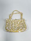 JAMIN PUECH Vintage Bag Yellow Mesh With Satin Lining Hand Sewn White Buttons