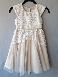 Jona Michelle Holiday Christmas Party Fancy Dress Lace Gold Tulle Girls Size 6 - Picture 1 of 12