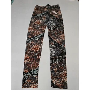 Floral Design Leggings S/M Black/Brown - Picture 1 of 8