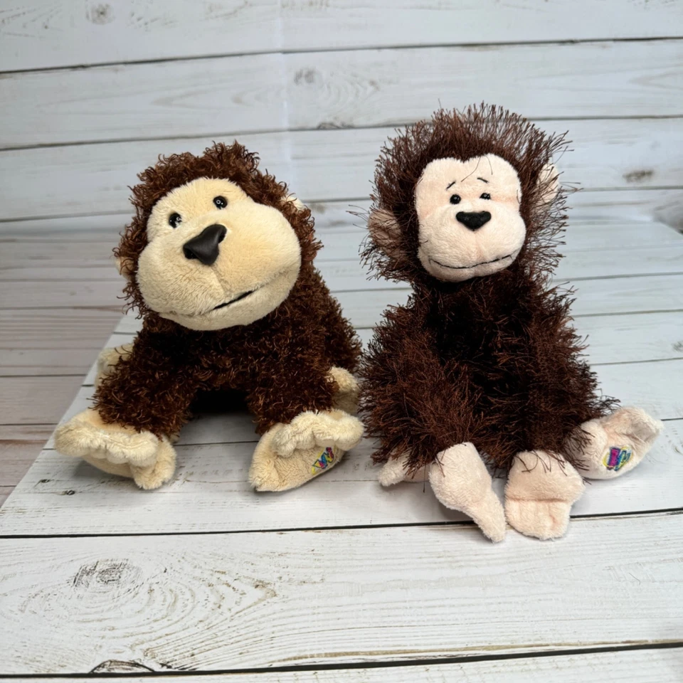 Pair Of Ganz Cheeky Monkey 7" Plush Toys - Brown & Tan - Soft Stuffed Animals - Image 1 of 4
