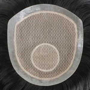 Silk Base Men's Lace PU Base Toupee Remy Human Hair Wigs Straight Hair System - Picture 1 of 18
