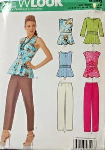 New Look Sewing Pattern 6196 Misses 8-18 Peplum Top Tunic and Tapered Leg Pants - Picture 1 of 6