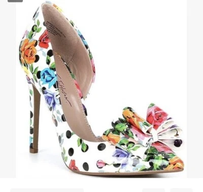 Zapatos de salón Betsey Johnson 7,5 Prince charol lunares floral detalle de lazo Foto 1 de 4