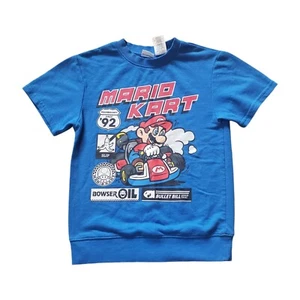 Mario Kart Racing Sweatshirt Shirt Short Sleeve Blue Child Size 10 Nintendo - Picture 1 of 7