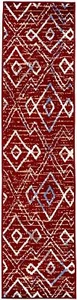 Geometric Print Runner Rug - 2 ft. x 8 ft Rust Moroccan Rug with Patterned De... - Picture 1 of 9