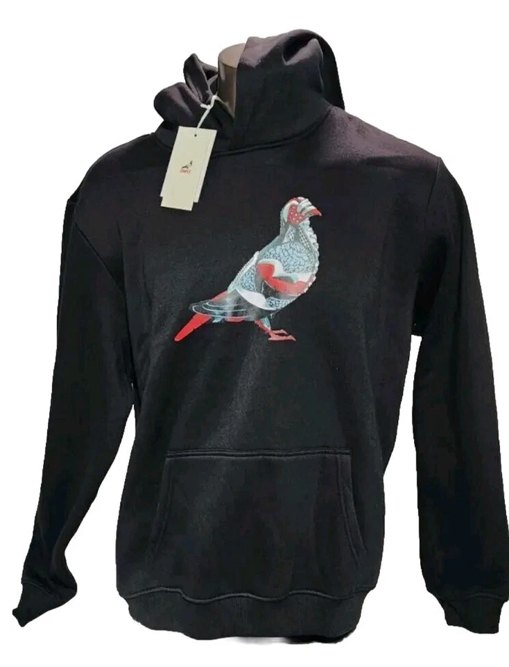 Jeff Staple Pigeon Hoodie SZ M X Air Jordan 4 Logo Black Bred Fleece Pockets