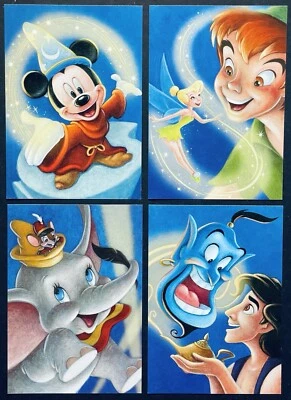 EE. UU. 2007 EL ARTE DE DISNEY MAGIA CONJUNTO DE 4 POSTALES SELLOS CAMPANILLA ALADDIN Foto 1 de 4