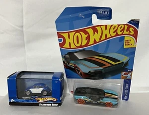 HOT WHEELS 2007 HO Scale In Box VW Volkswagen Beetle Blue White + La Fasta - Picture 1 of 6