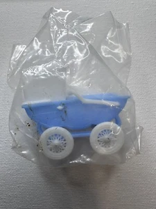 VTG Plastic Baby Buggy Stroller Miniature Doll Carriage 1960s Blue White Boy - Picture 1 of 7