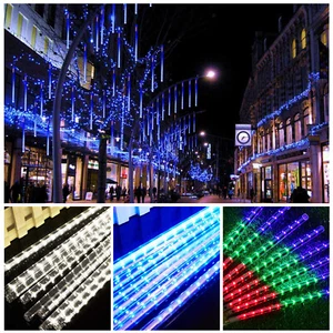 LED Solar Lights Outdoor Meteor Shower Rain Tree String Light Party Bar Decor - Picture 1 of 47