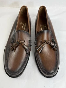 Mocassino WINTHROP Tomahawk pelle marrone ciottolato 10 B nappa cucita a mano vintage - Foto 1 di 24
