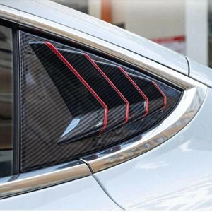 For Tesla Model 3 2017-2023 Carbon Fiber Rear Window Louver Shutter Cover Trim - Picture 1 of 8
