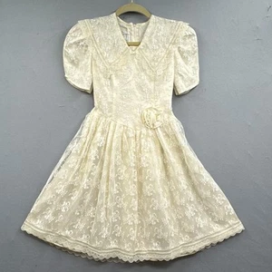 VTG GUNNE SAX Dress 10 Little Girl Lace Cottagecore Prairie Holiday Easter Angel - Picture 1 of 21