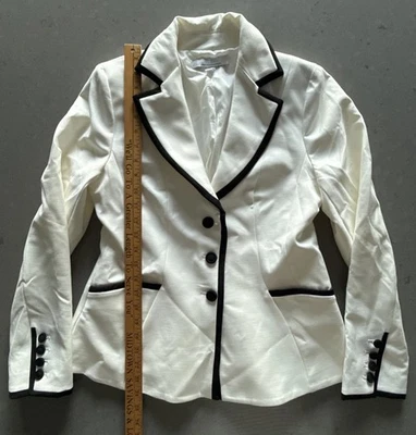 Blazer White House Black Market Signature confort elástico blanco y negro talla 8 Foto 1 de 4