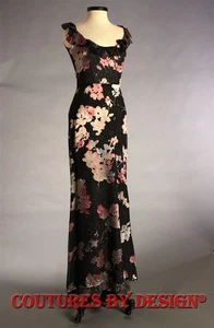 Vestido Floral St John Knits Noche Fil de Coupe Negro Multi Talla Pequeña Nuevo con Etiquetas - Imagen 1 de 4