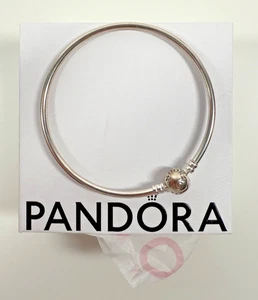 Auténtica Pulsera Pandora, Brazalete Pulsera con Cierre de Corazón, Plata - Imagen 1 de 2