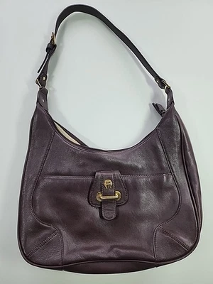 Eitenne Aigner Hobo Shoulder Bag Y2k 90s Deep Burgundy Genuine Leather Purse - Image 1 of 4