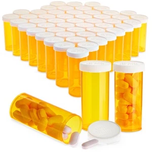 50 Pcs Empty Pill Bottles with Caps Prescription Pharmacy Vial 8 Dram Containers - Picture 1 of 11